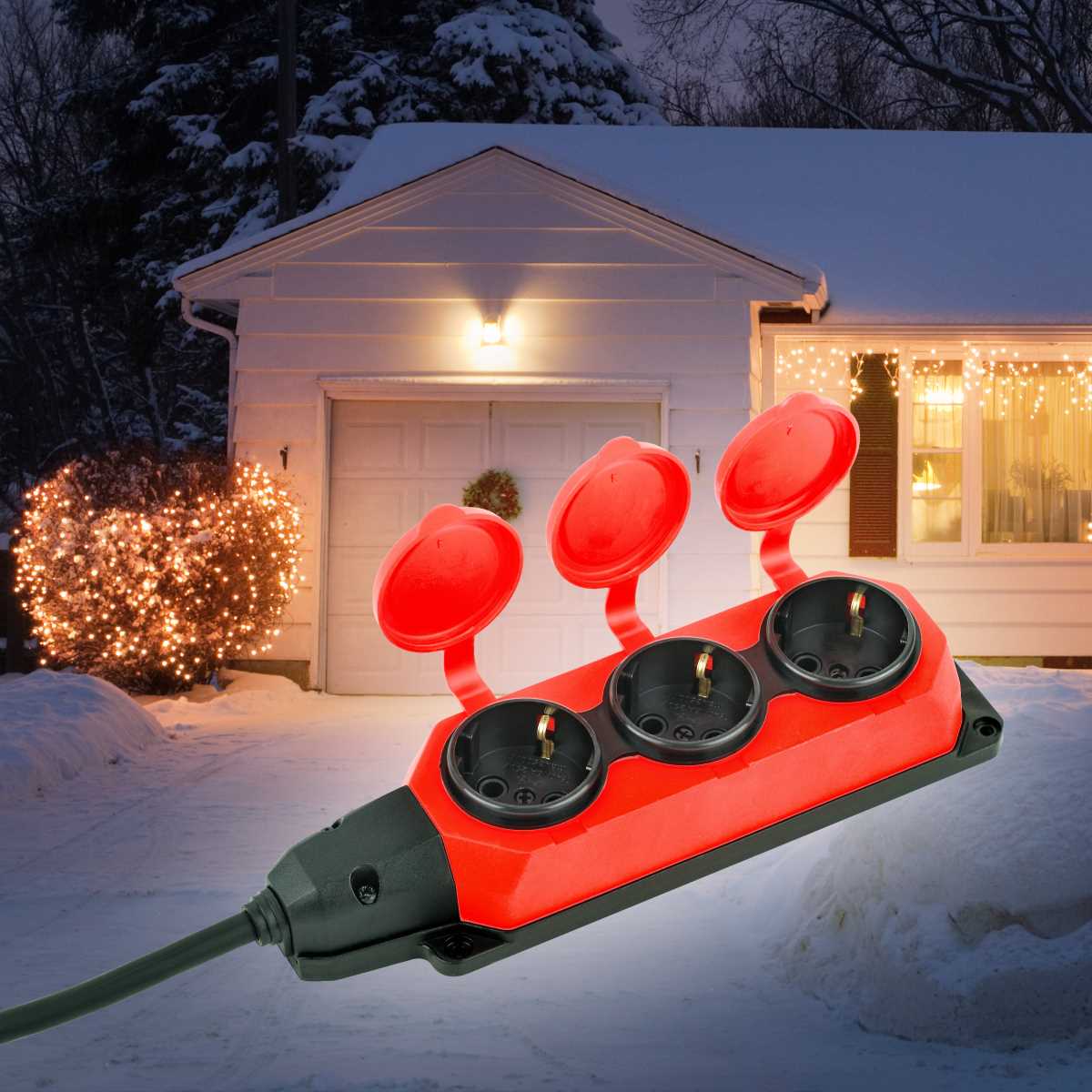 фото удлинитель силовой эра uk-3e-3x1,5-20m-ip44(kg) с заземлением 3 розетки каучук 20м кг 3х1,5мм2 ip44 б0057581 | 220svet.ru