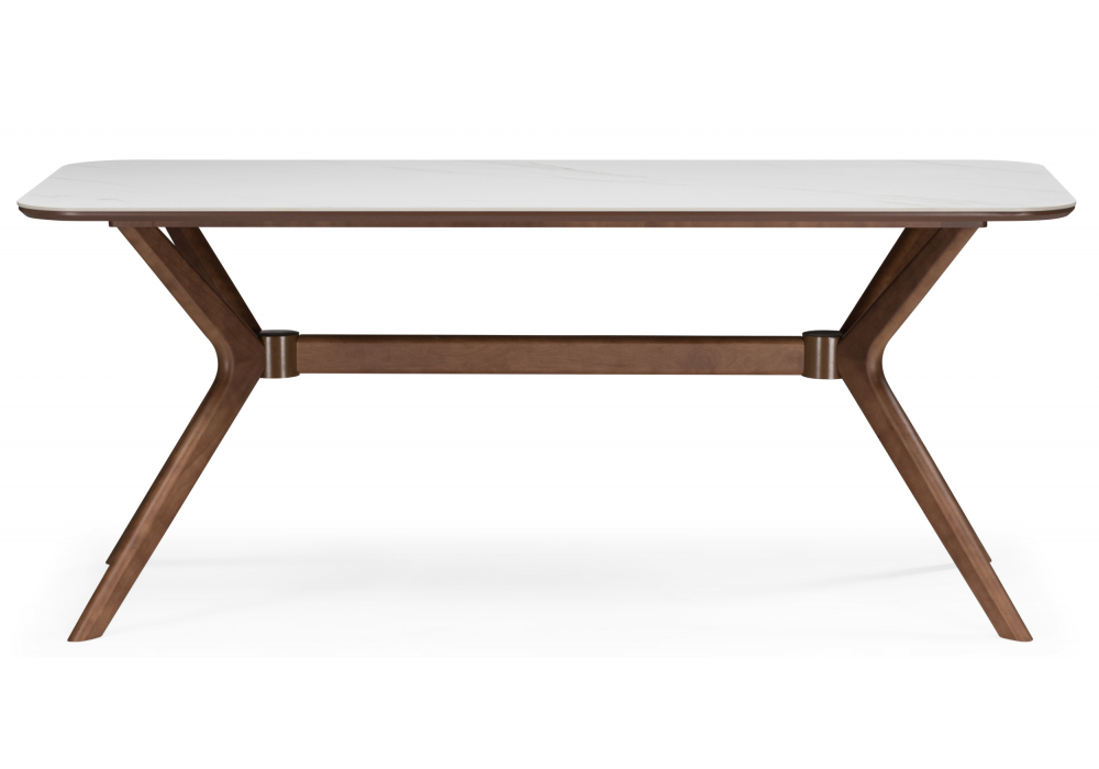 фото керамический стол woodville unika белый мрамор / орех 15975 | 220svet.ru