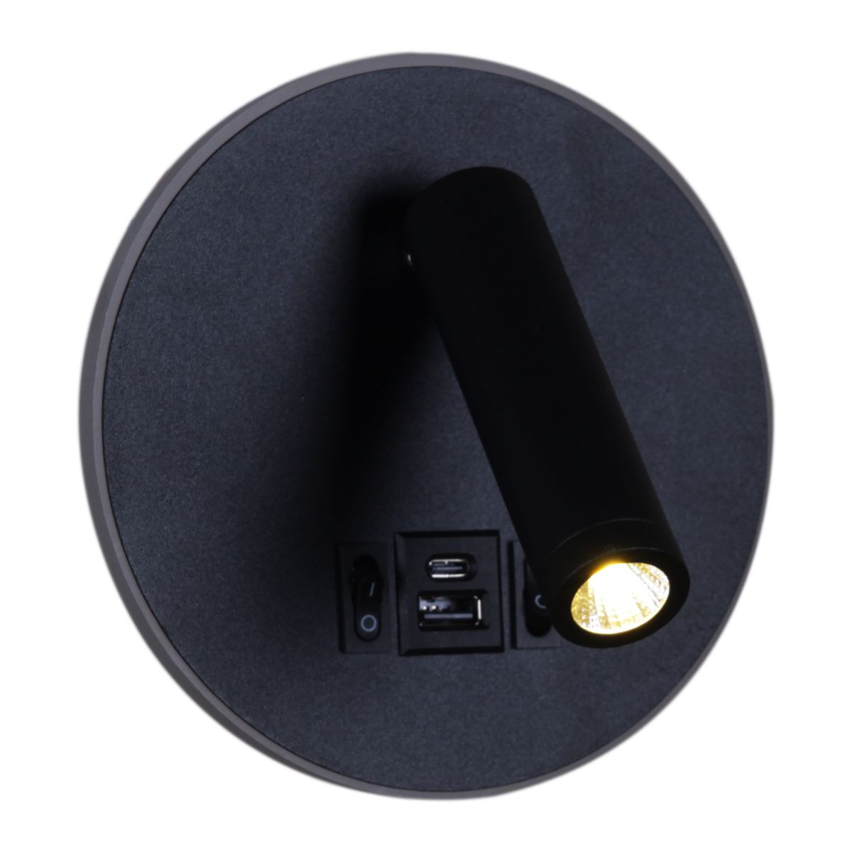 фото настенный светодиодный светильник reluce 86203-9.2-001kt led12w+usb bk | 220svet.ru