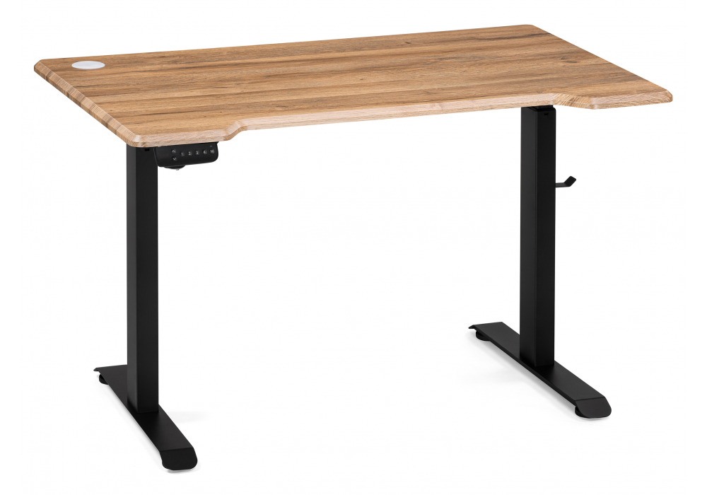 фото компьютерный стол woodville маркос с механизмом подъема дуб вотан / черный 578403 | 220svet.ru