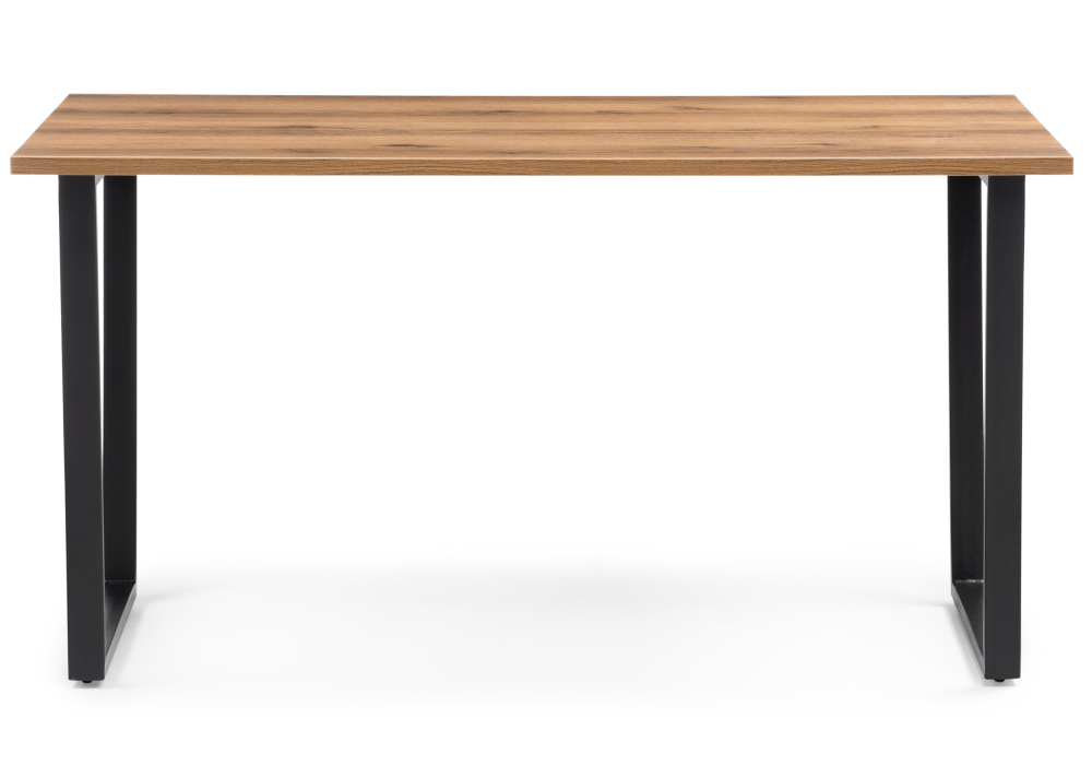 фото стол деревянный woodville лота лофт 140 25 мм дуб делано темный / матовый черный 489640 | 220svet.ru