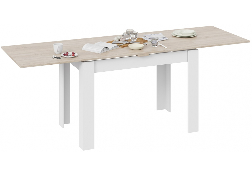фото стол раскладной woodville промо тип 4 белый / дуб сонома светлый 460473 | 220svet.ru