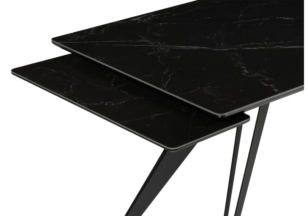 фото керамический стол раскладной woodville дарвин 160(220)х89 черный мрамор 626047 | 220svet.ru