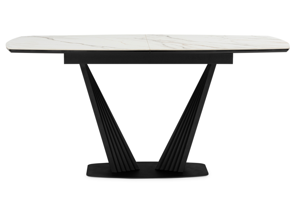 фото керамический стол раскладной 160(205)х89 woodville вейл gilt white / черный 626060 | 220svet.ru