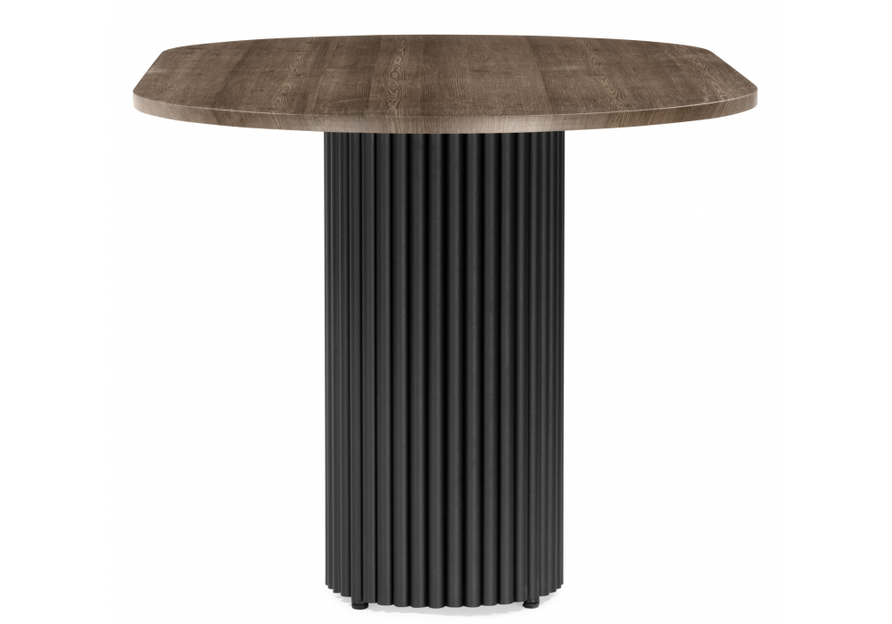 фото стол деревянный woodville барон о 160х90 дуб кантри / черный 620190 | 220svet.ru