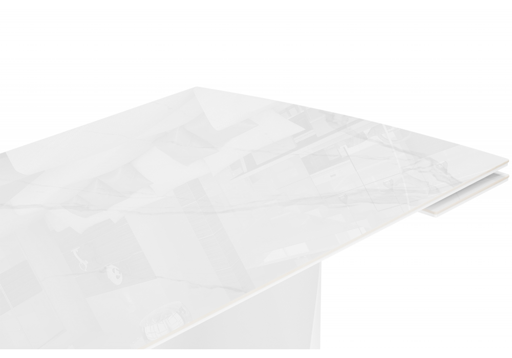 фото керамический стол раскладной 180(240)x90 woodville готланд statuario titan gloss / белый 621515 | 220svet.ru