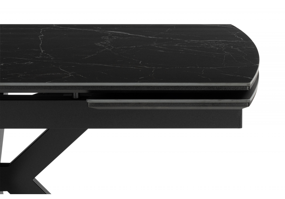 фото керамический стол раздвижной 120(180)x8 woodville катчел-2 черный мрамор / черный 632673 | 220svet.ru