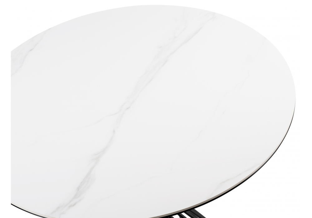 фото керамический стол woodville вивиен 90x90x75 белый мрамор snow white / черный 612878 | 220svet.ru