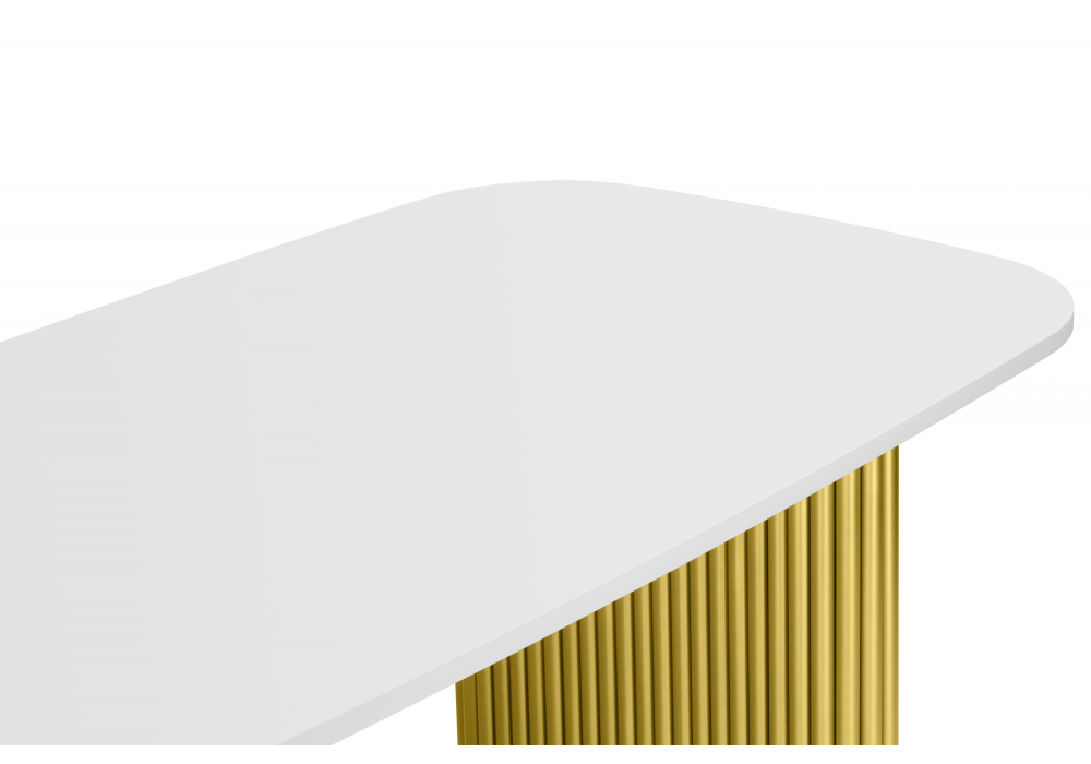 фото стол деревянный 180х90 woodville бавария b белая пленка шагрень / золото 620576 | 220svet.ru