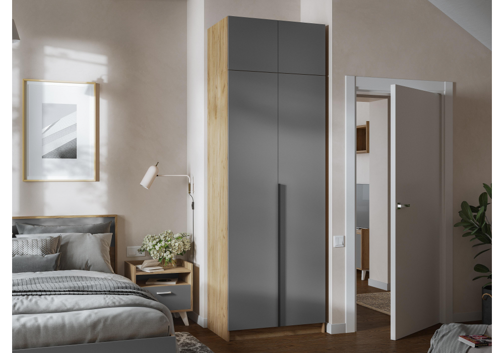 фото шкаф woodville графит серый / дуб крафт золото 586592 | 220svet.ru