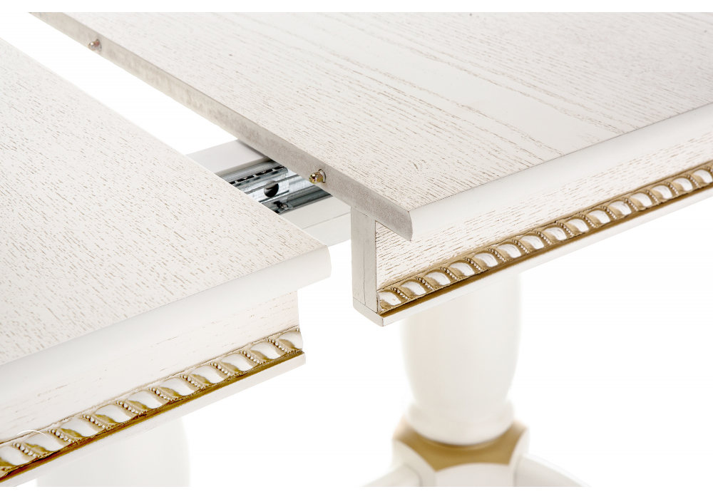 фото стол деревянный раскладной woodville кантри молочный / золотая патина 615194 | 220svet.ru