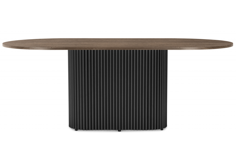 фото стол деревянный woodville барон дуб кантри пленка / черные ноги 620253 | 220svet.ru