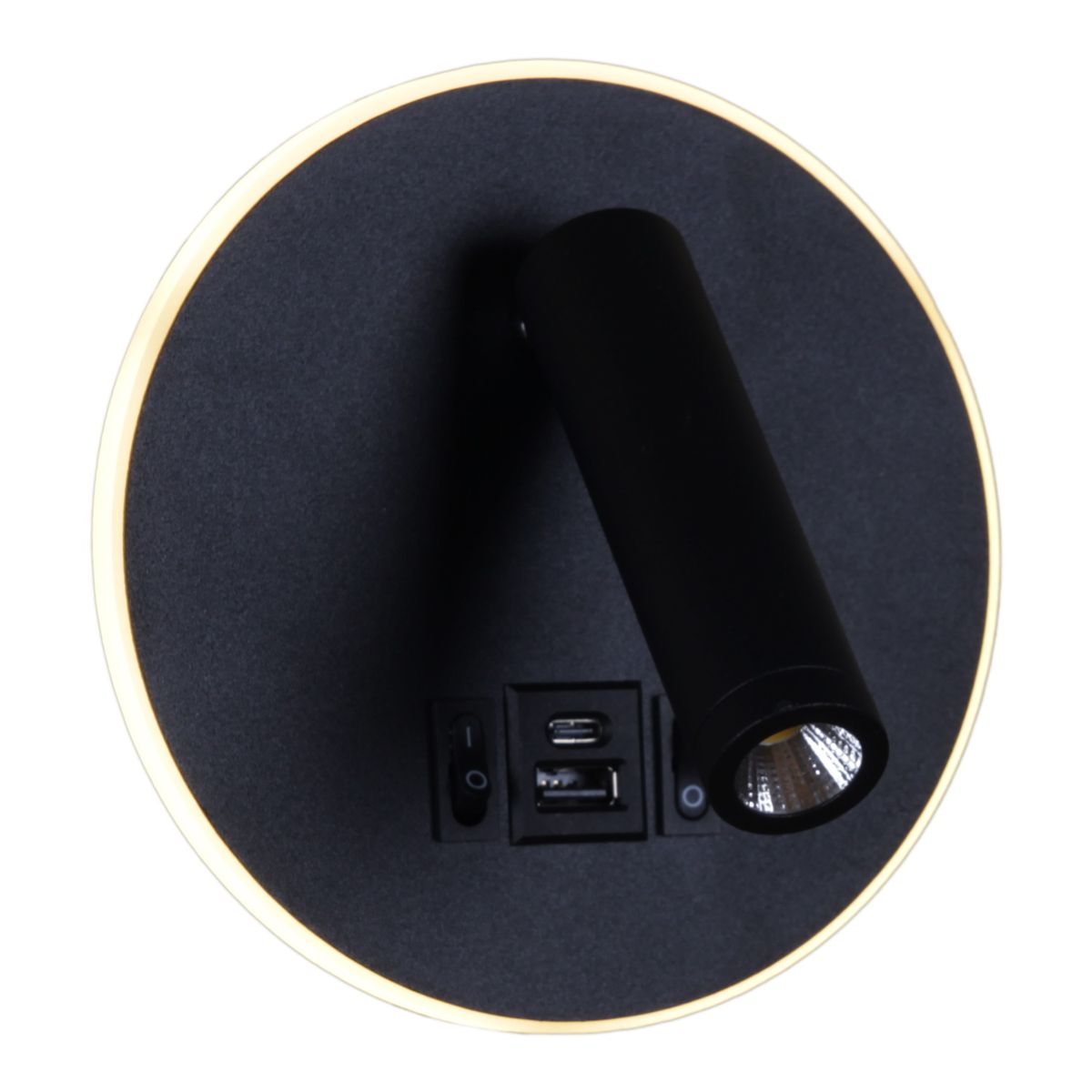 фото настенный светодиодный светильник reluce 86203-9.2-001kt led12w+usb bk | 220svet.ru