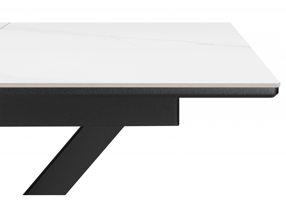 фото керамический стол 100(130)x70 раскладной woodville гардинг белый мрамор / черный 676462 | 220svet.ru