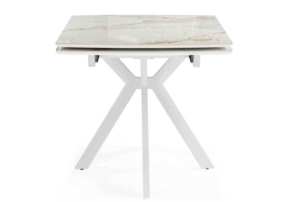 фото керамический стол woodville катчел-2 120(180)x80 calacatta gold / белый 632671 | 220svet.ru