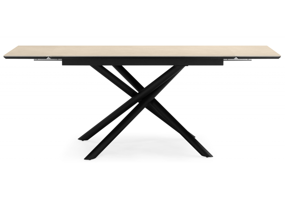 фото керамический стол раскладной woodville мэриан 120(180)х80 okara light yellow / черный 664959 | 220svet.ru