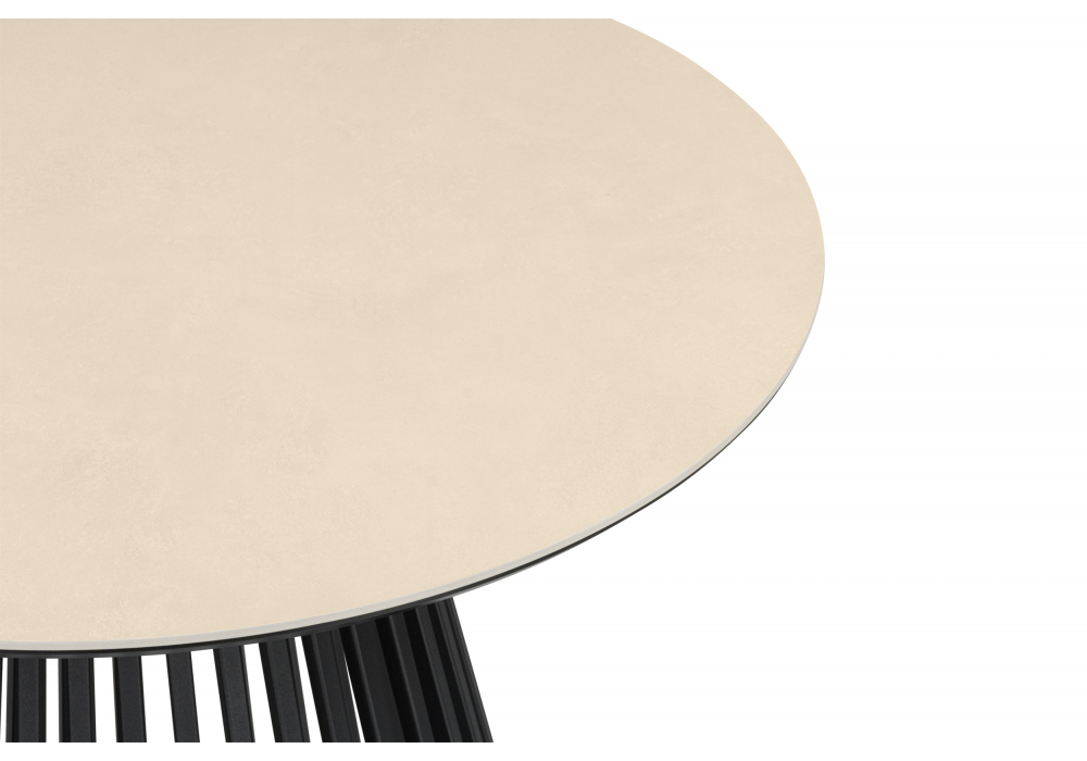 фото керамический стол woodville нэнси 90 okara light yellow / черный 664914 | 220svet.ru