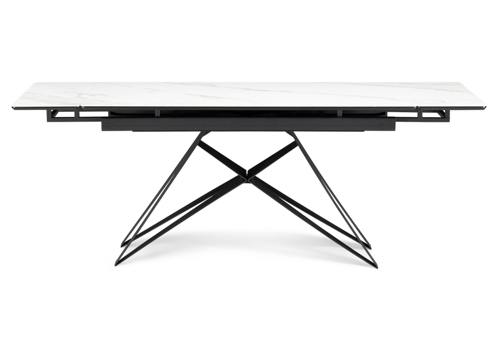 фото керамический стол раздвижной woodville блэкберн 160(220)х89 белый мрамор snow white / черный 625943 | 220svet.ru