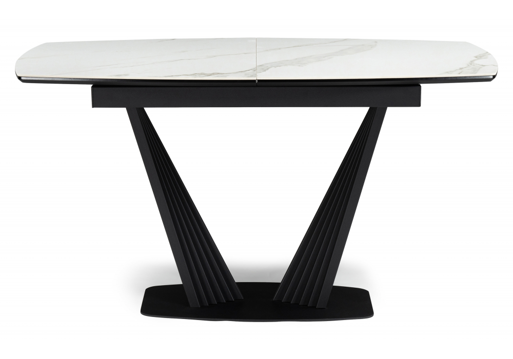 фото керамический стол раскладной woodville вейл 140(180)х80 белый мрамор snow white / черный 614248 | 220svet.ru