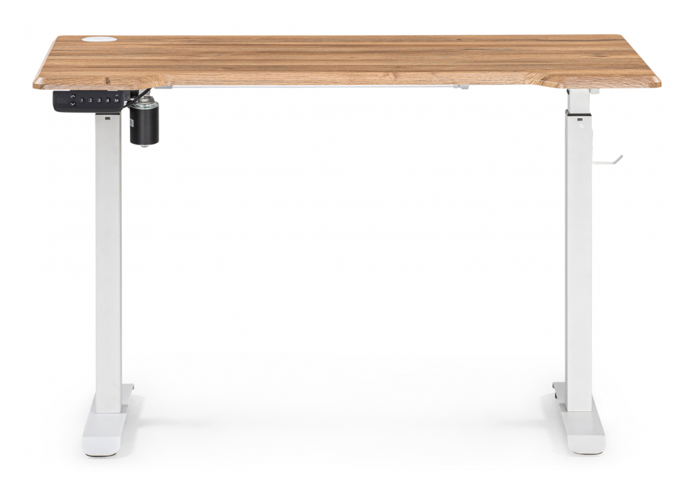 фото компьютерный стол woodville маркос с механизмом подъема белый / вотан дуб 578482 | 220svet.ru