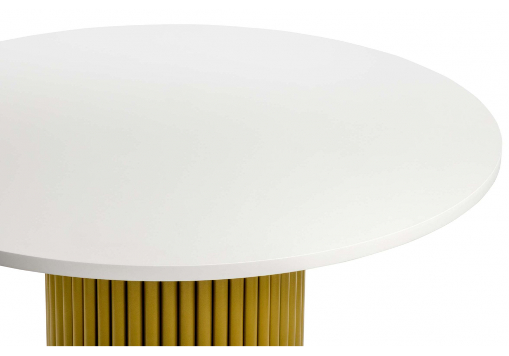 фото стол деревянный woodville барел 90 белый / золото 622990 | 220svet.ru