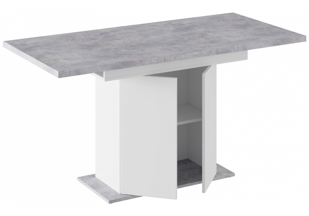 фото стол деревянный раскладной woodville carla белый / цемент светлый 629332 | 220svet.ru