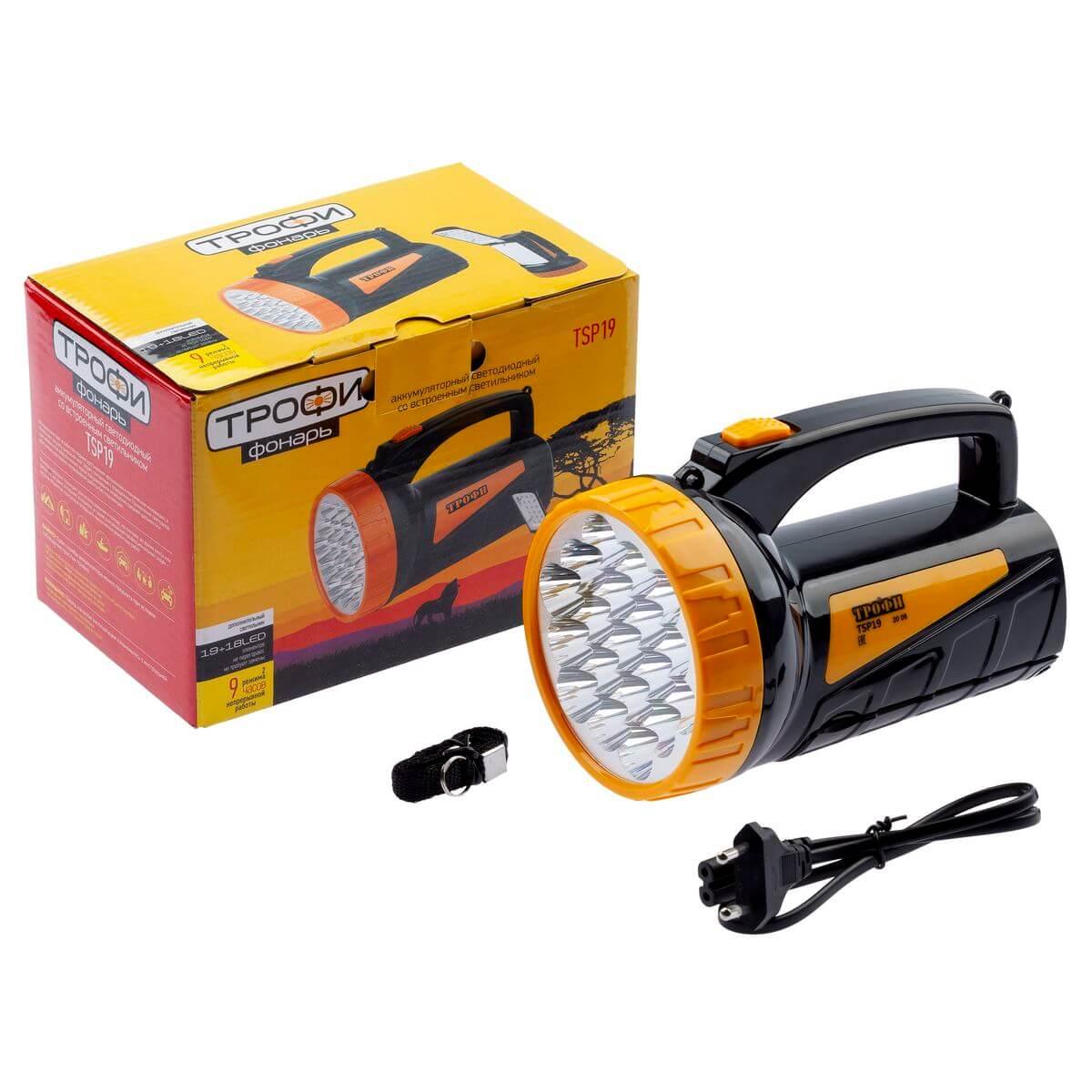 фото фонарь-прожектор светодиодный эра аккумуляторный 175х123х107 160 лм tsp19 c0045552 | 220svet.ru