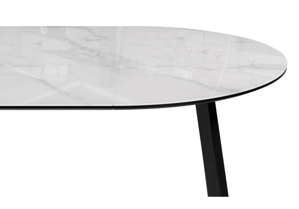 фото стол стеклянный раздвижной woodville алинг 100(140)х100х76 белый мрамор / черный 532387 | 220svet.ru