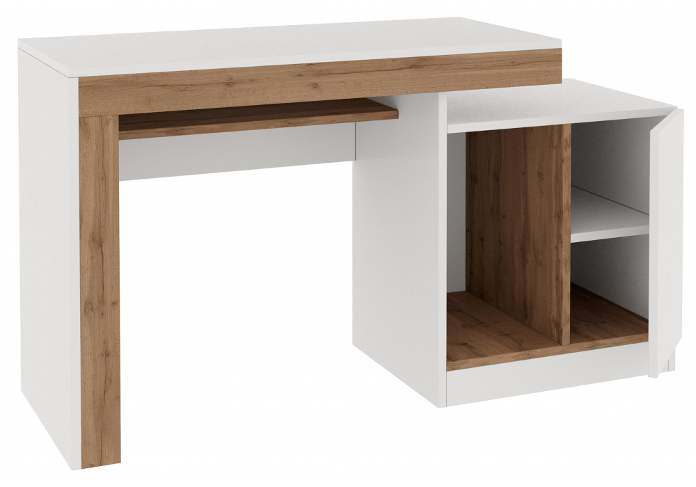 фото кабинет комплектация 2 woodville модена белый / дуб вотан 563545 | 220svet.ru