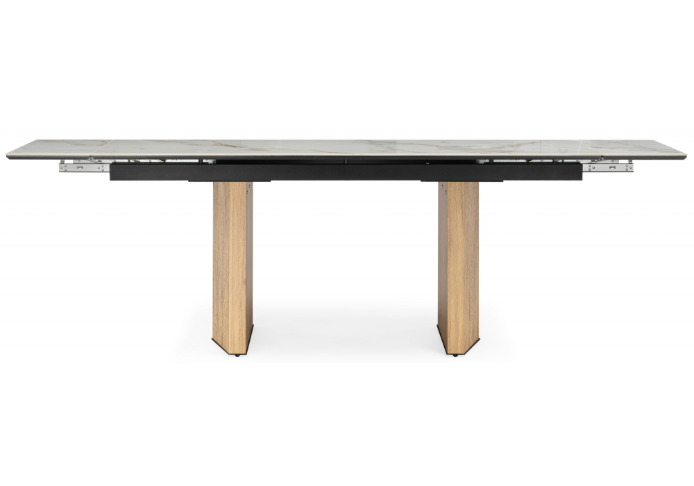 фото керамический стол раздвижной woodville монерон 180(240)x90 calacatta gold / дуб монтана 621194 | 220svet.ru