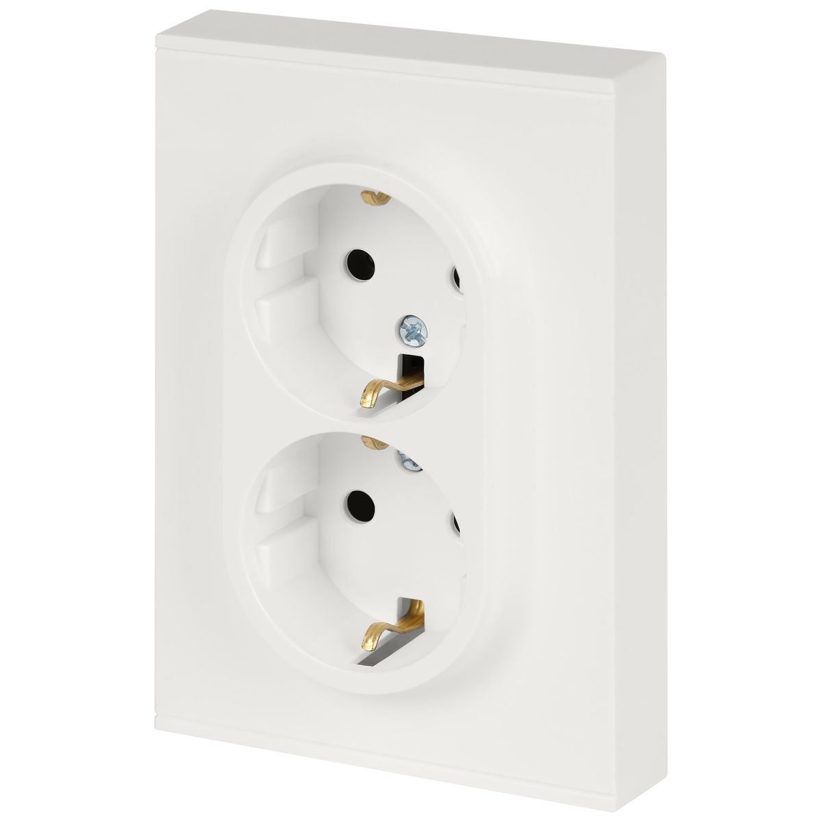 фото розетка эра arktik 16-2105-08 двойная с заземлением 2x2p+e schuko со шторками 16а-250в белый матовый б0070461 | 220svet.ru