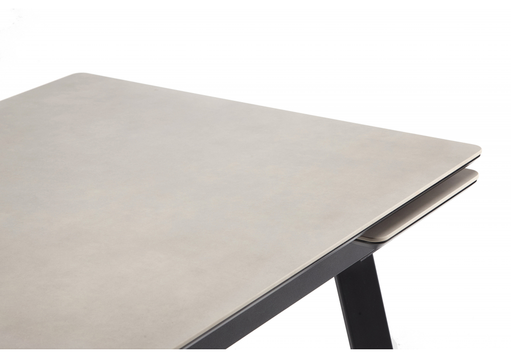 фото керамический стол раскладной 120(180)х80 woodville норман carmen light grey / черный 622887 | 220svet.ru