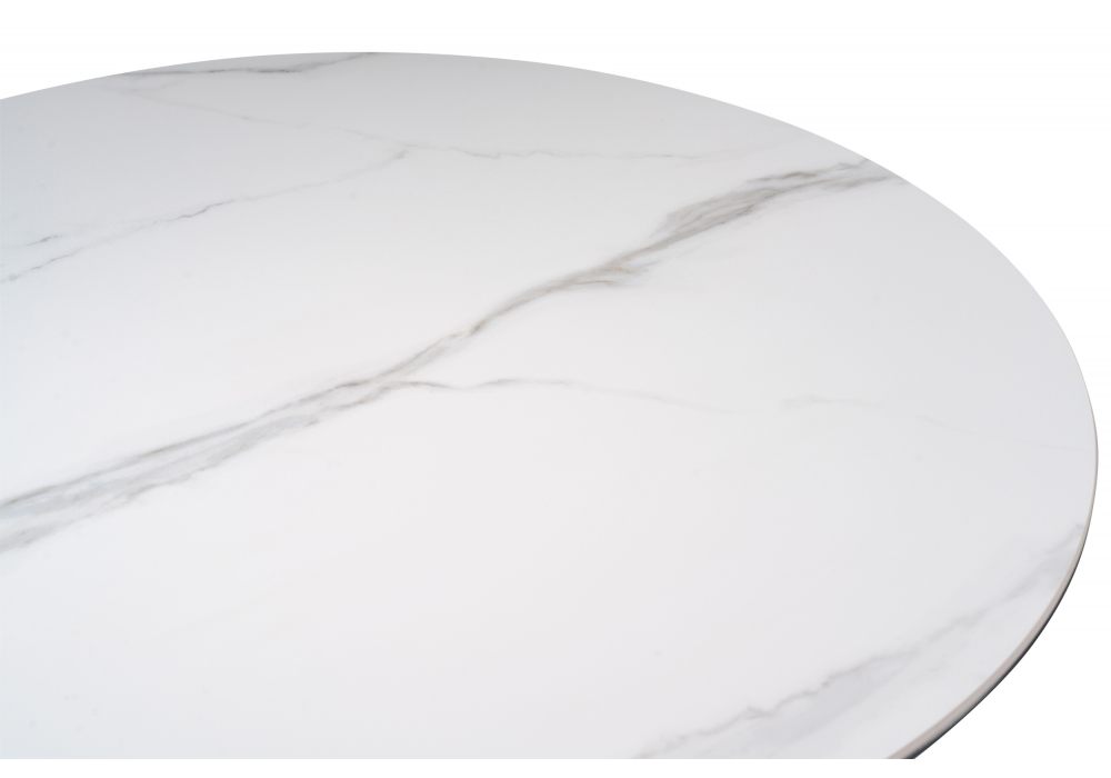 фото керамический стол woodville кэмерон 90 белый мрамор snow white / черный 612157 | 220svet.ru