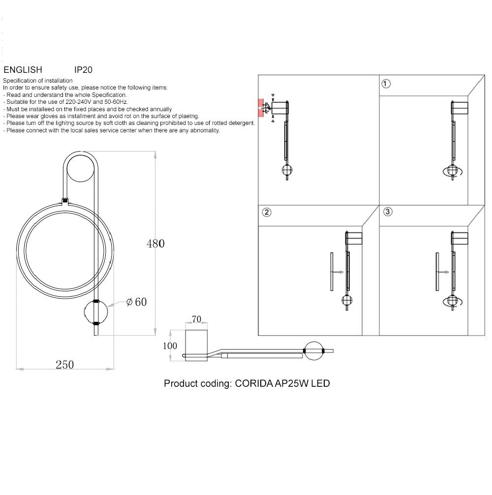 фото бра crystal lux corida ap25w led black/gold | 220svet.ru