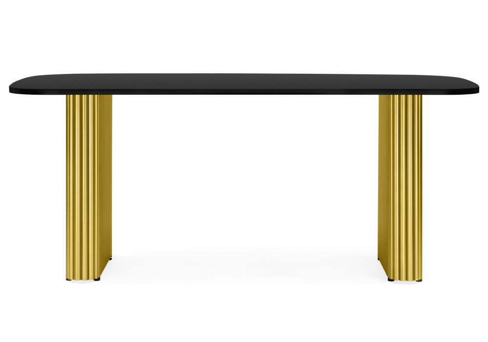 фото стол деревянный 180 х 90 woodville бавария b черная пленка шагрень / золото 620577 | 220svet.ru