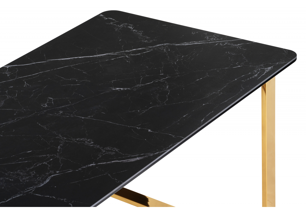 фото керамический стол woodville селена 2 160х90 черный мрамор / золото 606408 | 220svet.ru