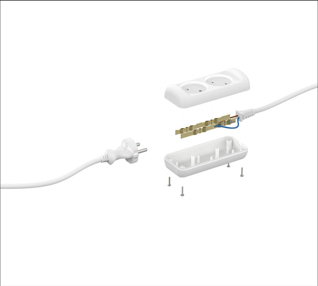 фото удлинитель электрический эра ux(6)-2-3m без заземления 2 розетки 3м пвс 2x0,75мм2 6а белый б0038565 | 220svet.ru