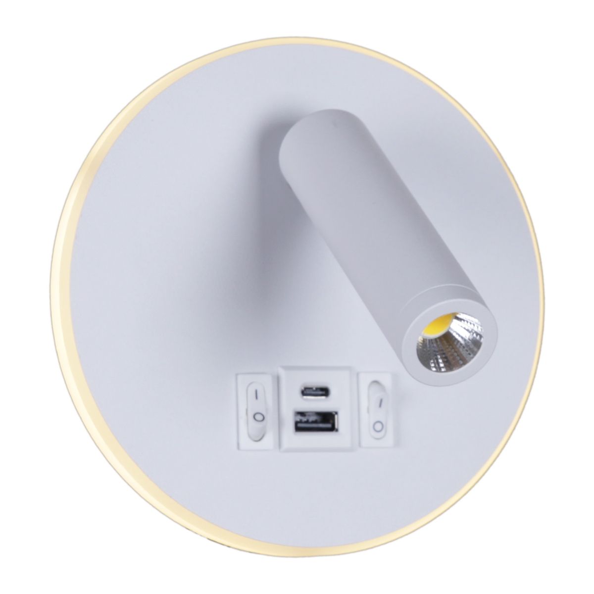 фото настенный светодиодный светильник reluce 86203-9.2-001kt led12w+usb wt | 220svet.ru