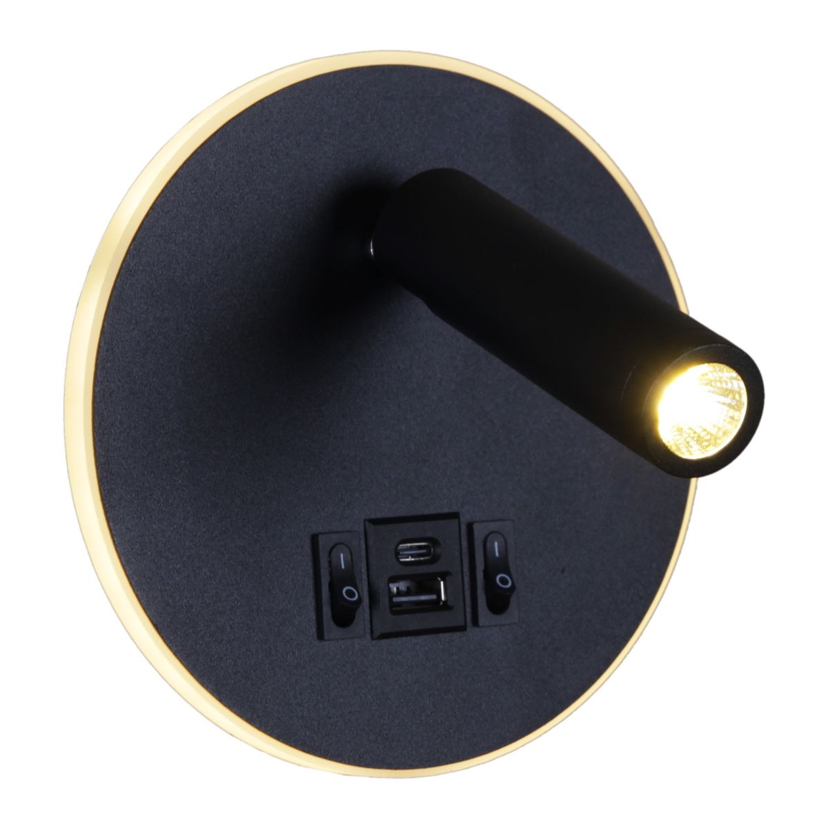 фото настенный светодиодный светильник reluce 86203-9.2-001kt led12w+usb bk | 220svet.ru