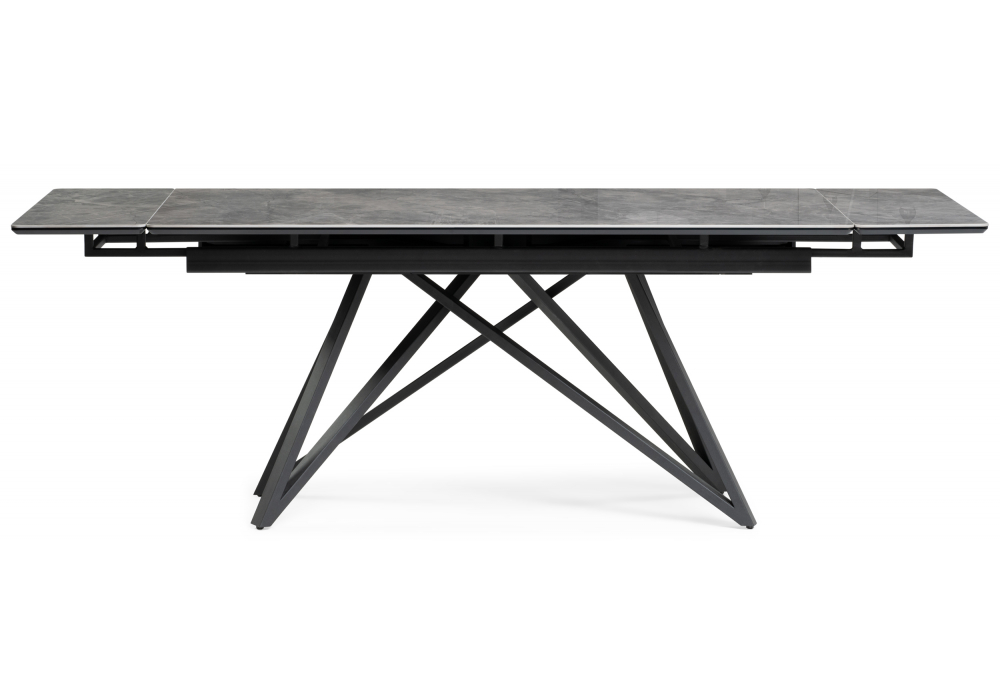 фото керамический стол раскладной 160(220)х89 woodville вилсон серый мрамор baolai / черный 612185 | 220svet.ru