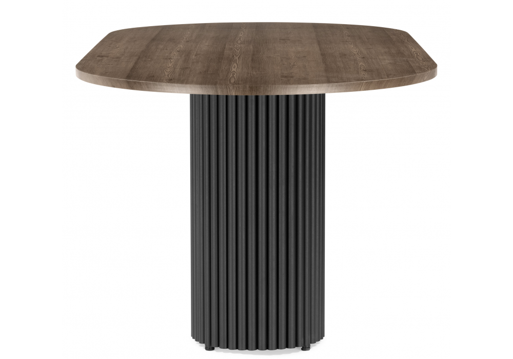 фото стол деревянный woodville барон дуб кантри пленка / черные ноги 620253 | 220svet.ru