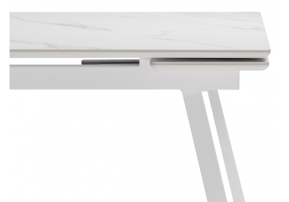 фото керамический стол раскладной 140(200)х80 woodville норман мрамор alpin белый 617085 | 220svet.ru