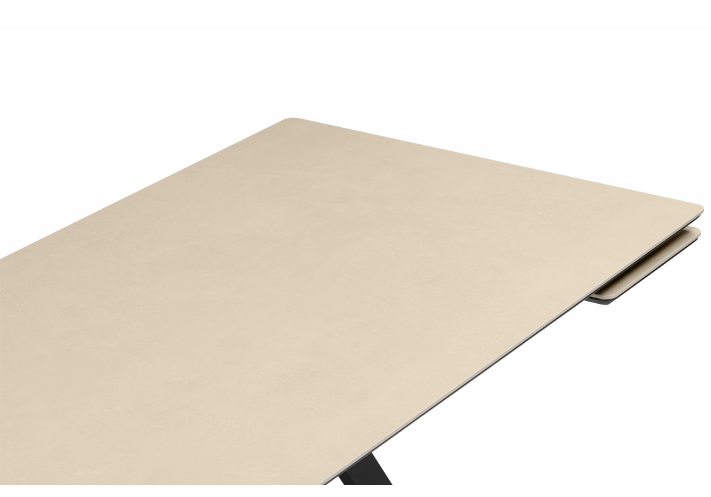 фото керамический стол раздвижной woodville вилли 140(200)х80 okara light yellow / черный 664954 | 220svet.ru