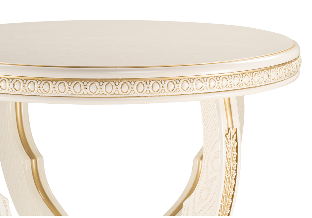 фото журнальный стол woodville луис круглый слоновая кость / золото 618721 | 220svet.ru