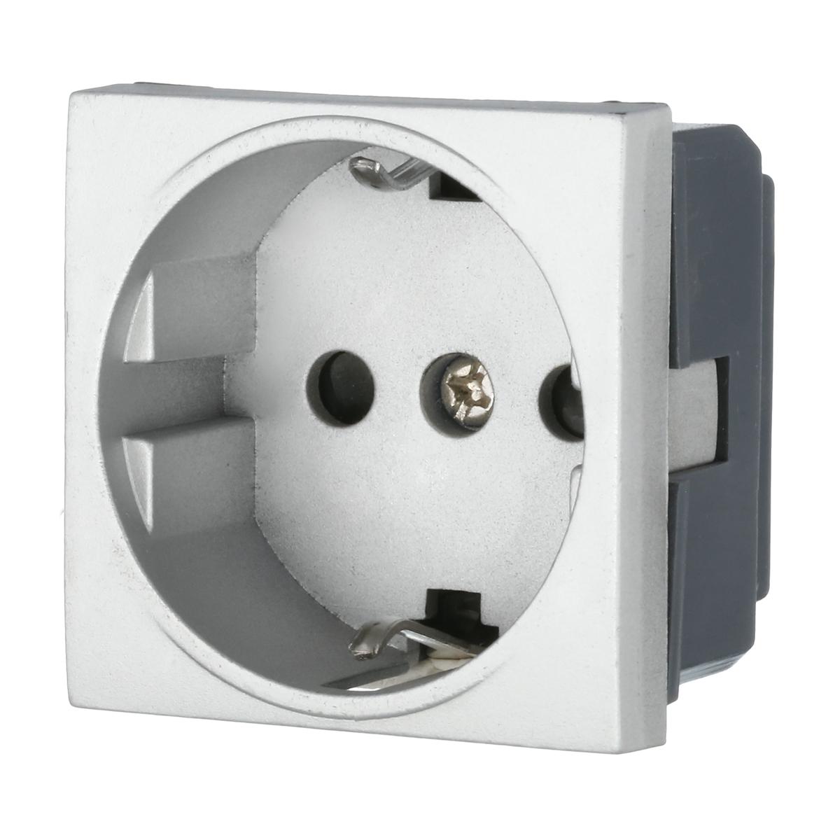 фото розетка lk studio с з/к, со шторками матовая поверхность (серебристый металлик) lk45 851403-1 | 220svet.ru