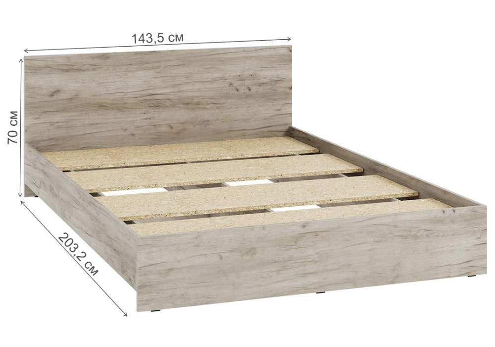 фото полутораспальная кровать 140х200 woodville адайн кр-140 дуб крафт серый / дуб крафт серый 608595 | 220svet.ru