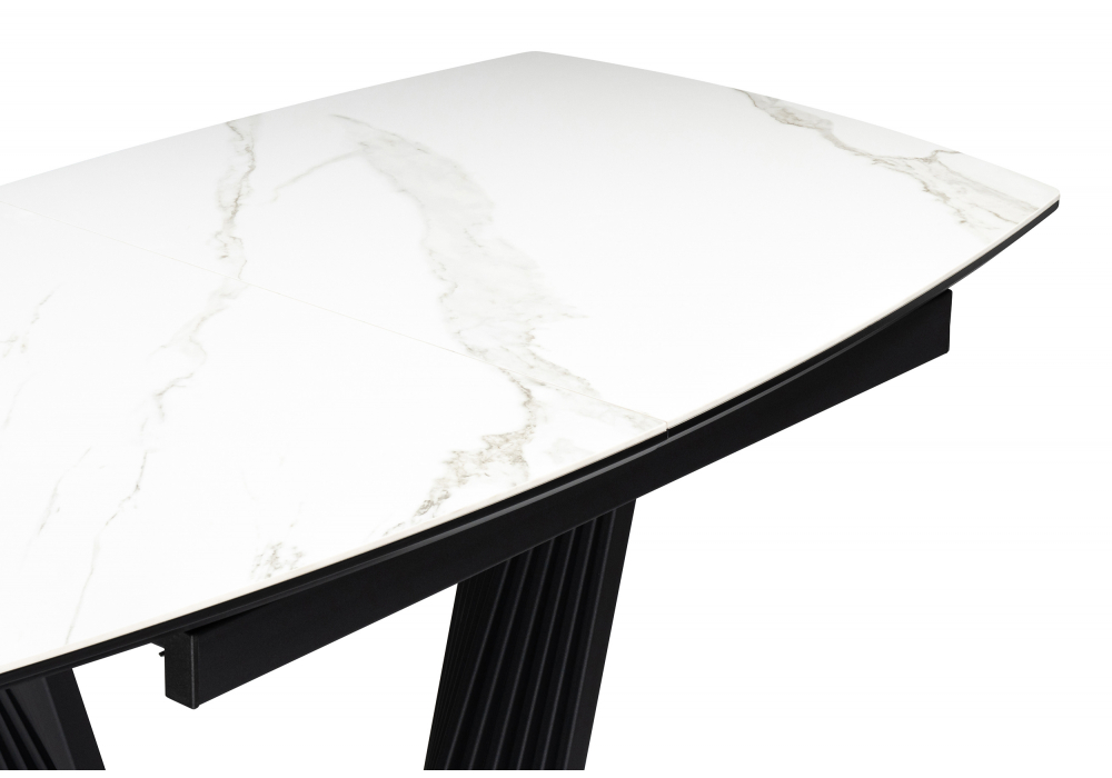 фото керамический стол раскладной woodville вейл 140(180)х80 белый мрамор snow white / черный 614248 | 220svet.ru