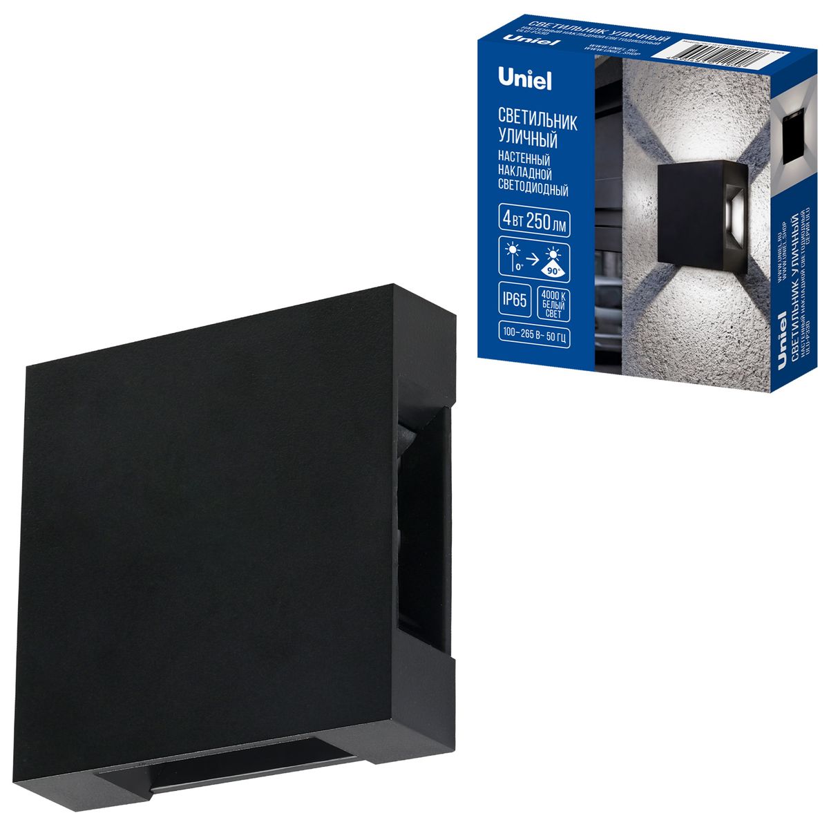 фото уличный настенный светильник uniel ulu-p33d-4w/4000k ip65 black ul-00013621 | 220svet.ru