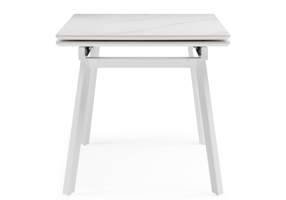 фото керамический стол раскладной 140(200)х80 woodville норман мрамор alpin белый 617085 | 220svet.ru