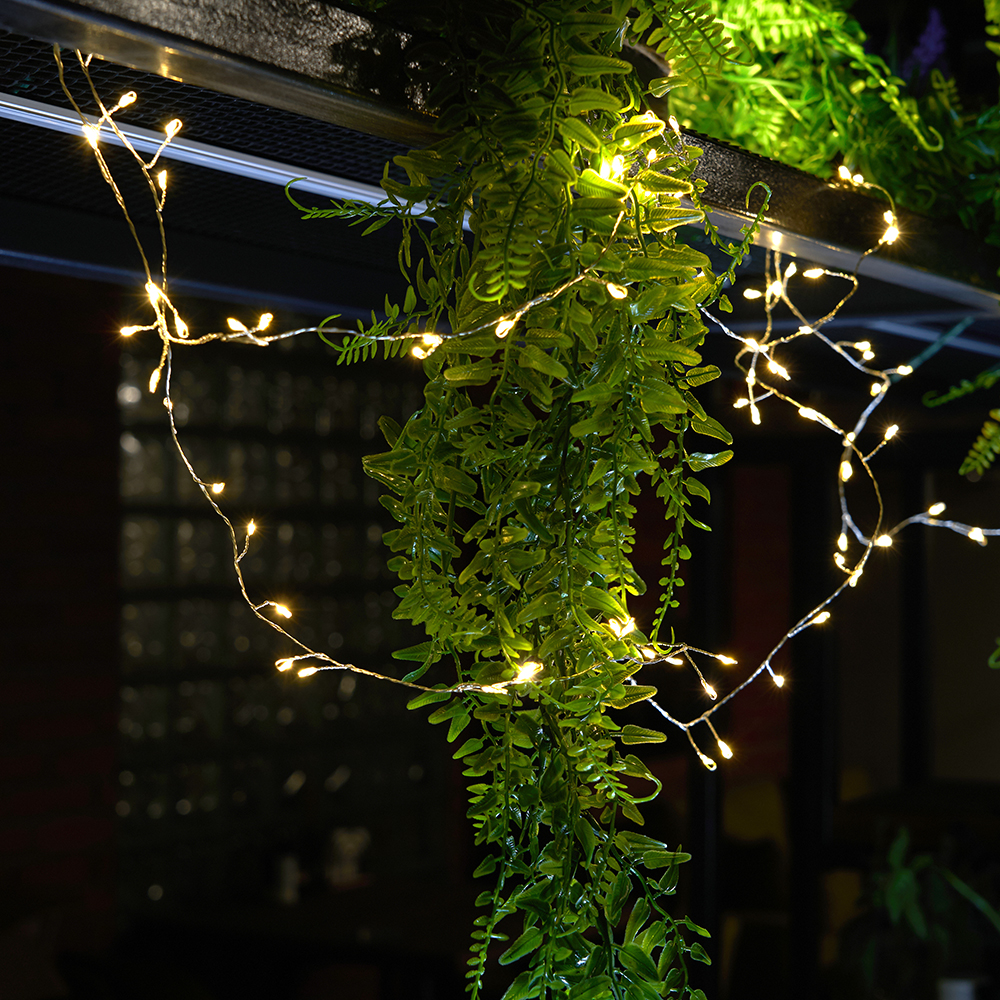 фото гирлянда кластер (на проволоке) feron cl584 линейная 400 led 12м 2700к, c питанием от сети 230v, прозрачный шнур 51447 | 220svet.ru